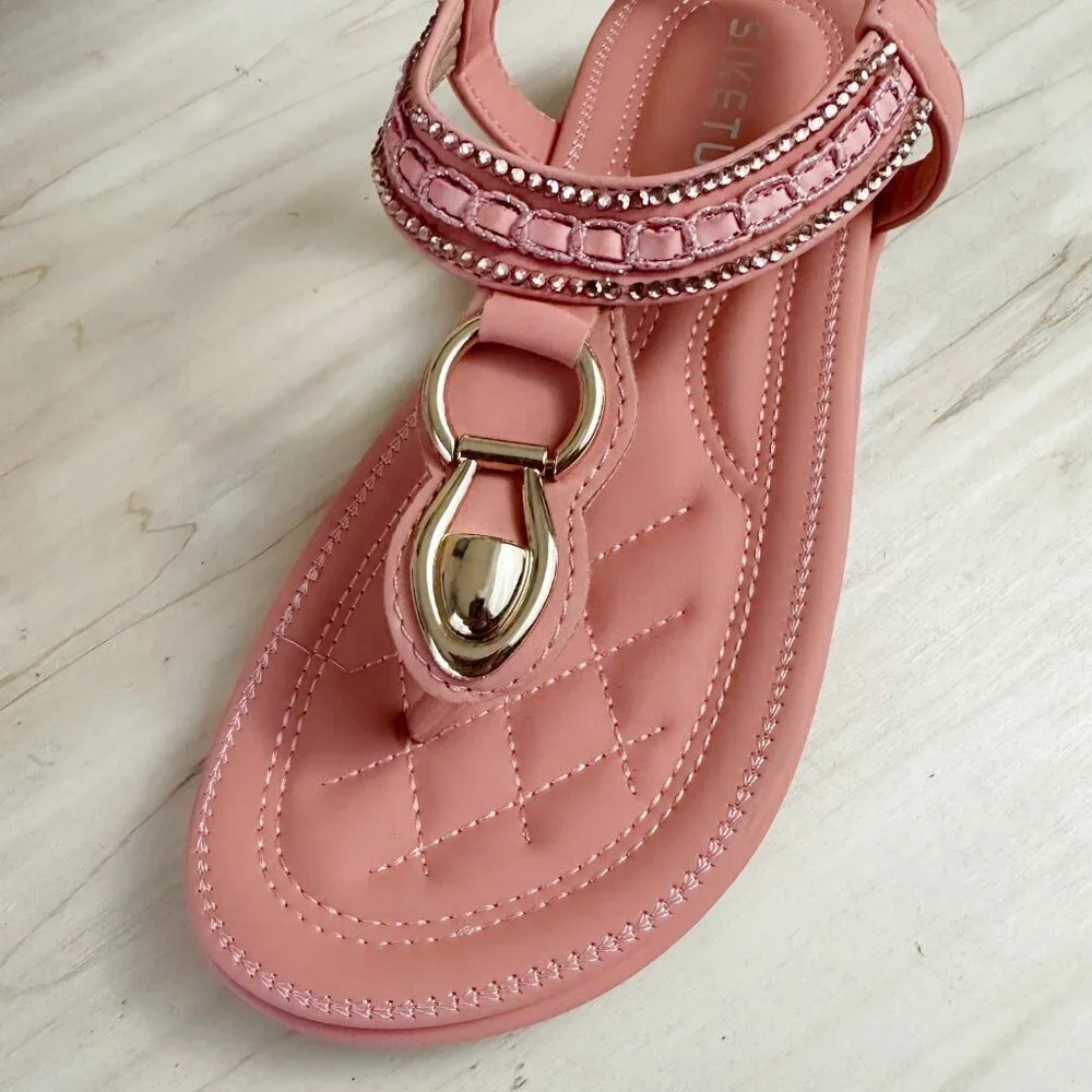 Siketu Coral Thong‎ Sandals Gold Hardware 39 Peach 8 bohemian NWB